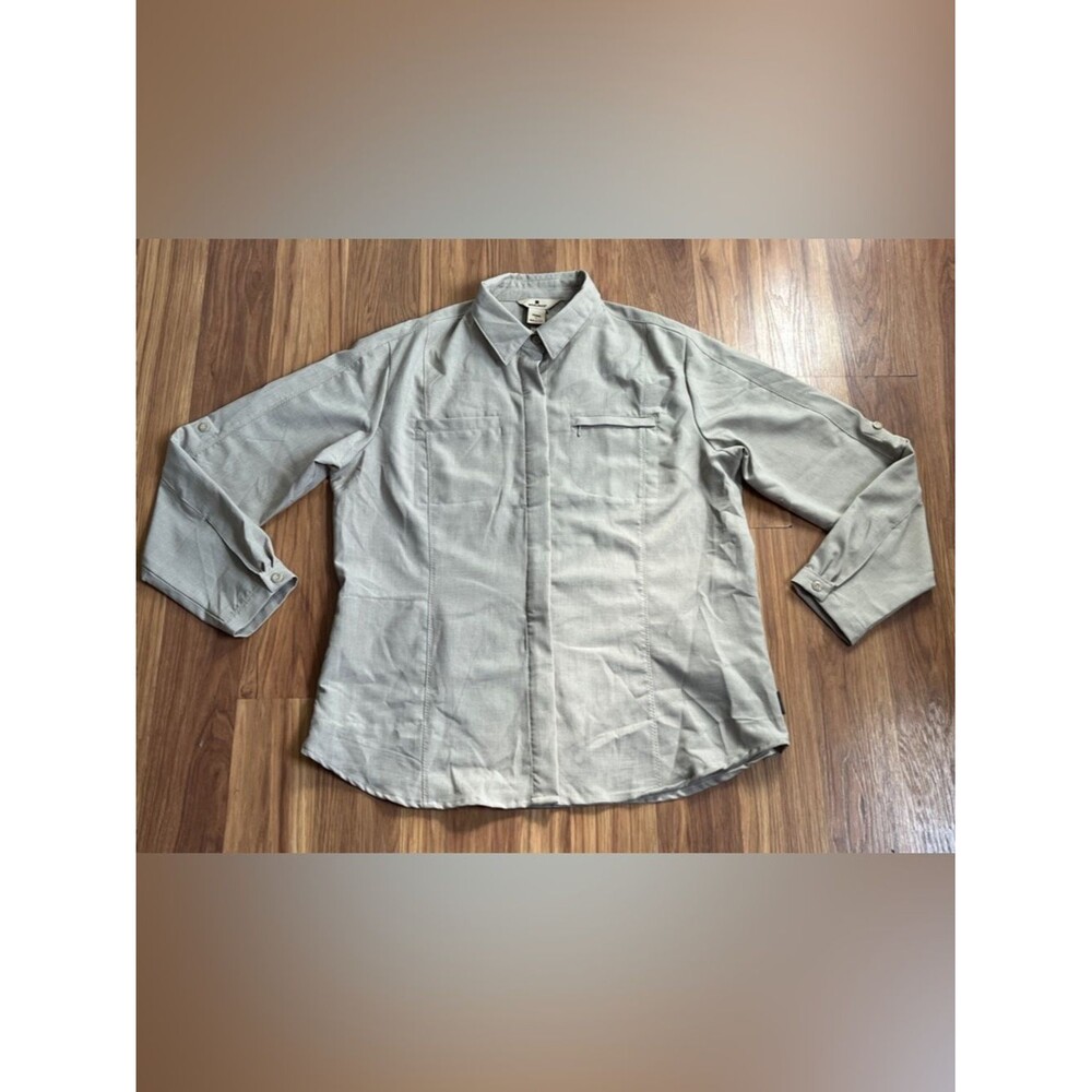 Woolrich Button Down Top Side Zipper Pocket Khaki Size L
